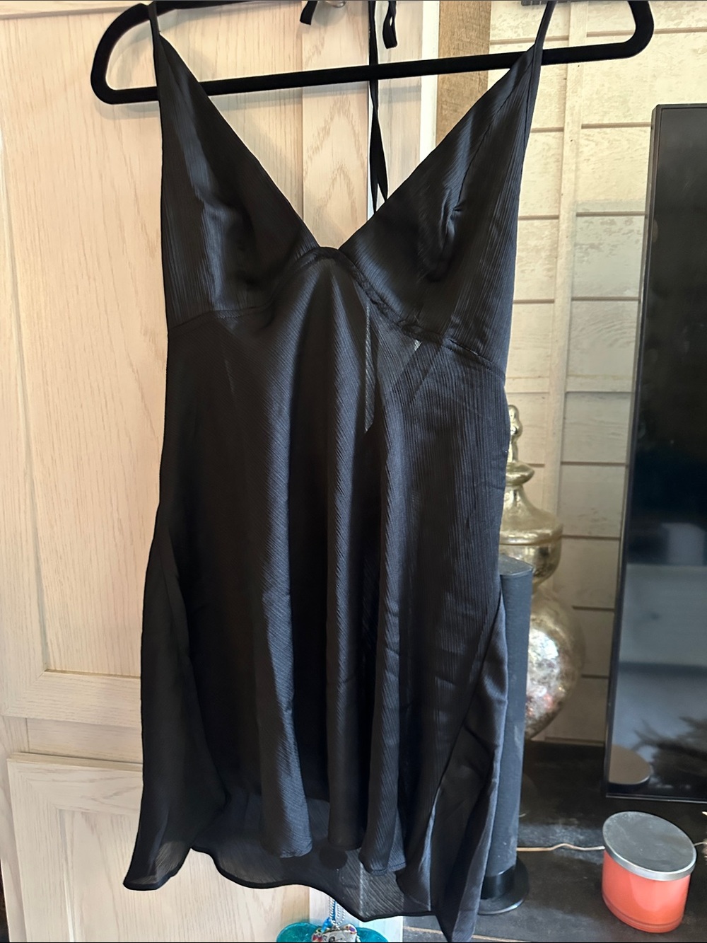 Black Satin Slip Dress